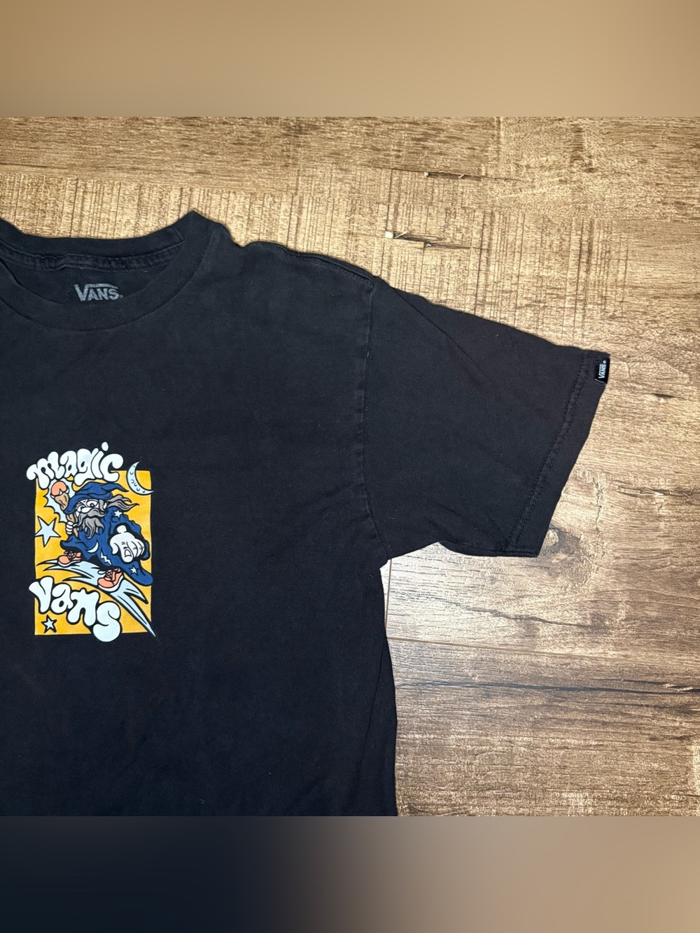 Vans Black Short-Sleeve Tee with Blue and Yellow Graphic